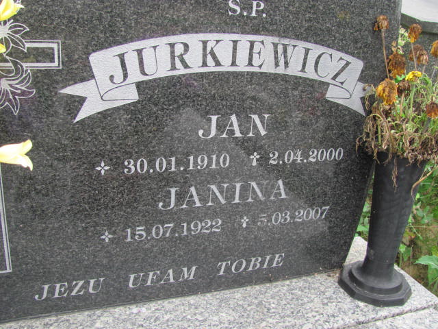 Jan Jurkiewicz 1910 Jastrzębia Tarnowska - Grobonet - Wyszukiwarka osób pochowanych